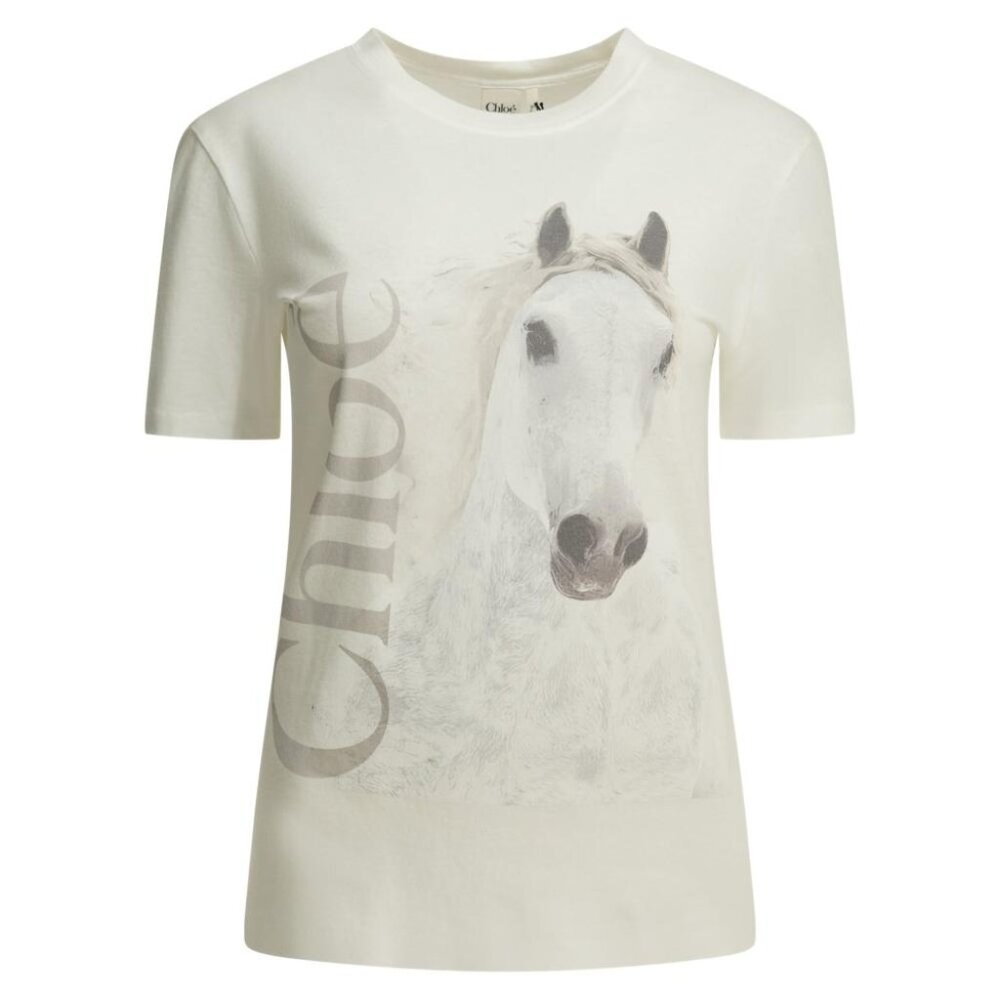 Chloé Crew-Neck T-Shirt With Logo Tag Size M Women